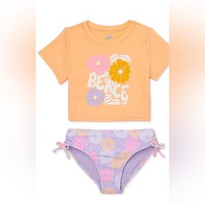 42. Wonder Nation Girls Cropped Rashguard and Bikini with UPF 50